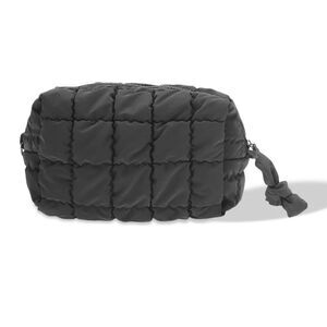 Quilted Travel Cosmetic Organizer Cute Makeup Bag Black